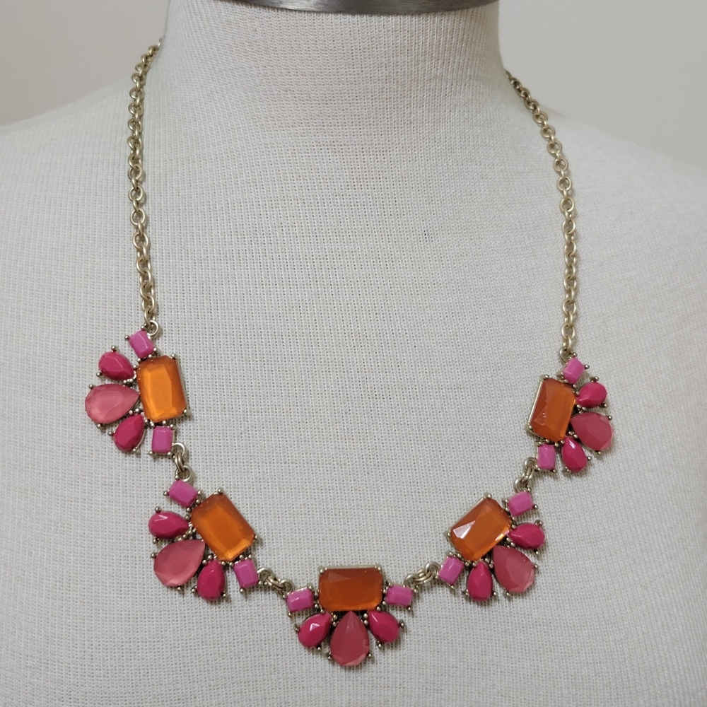 Premier Designs Statement Necklace Orange Hot Pink